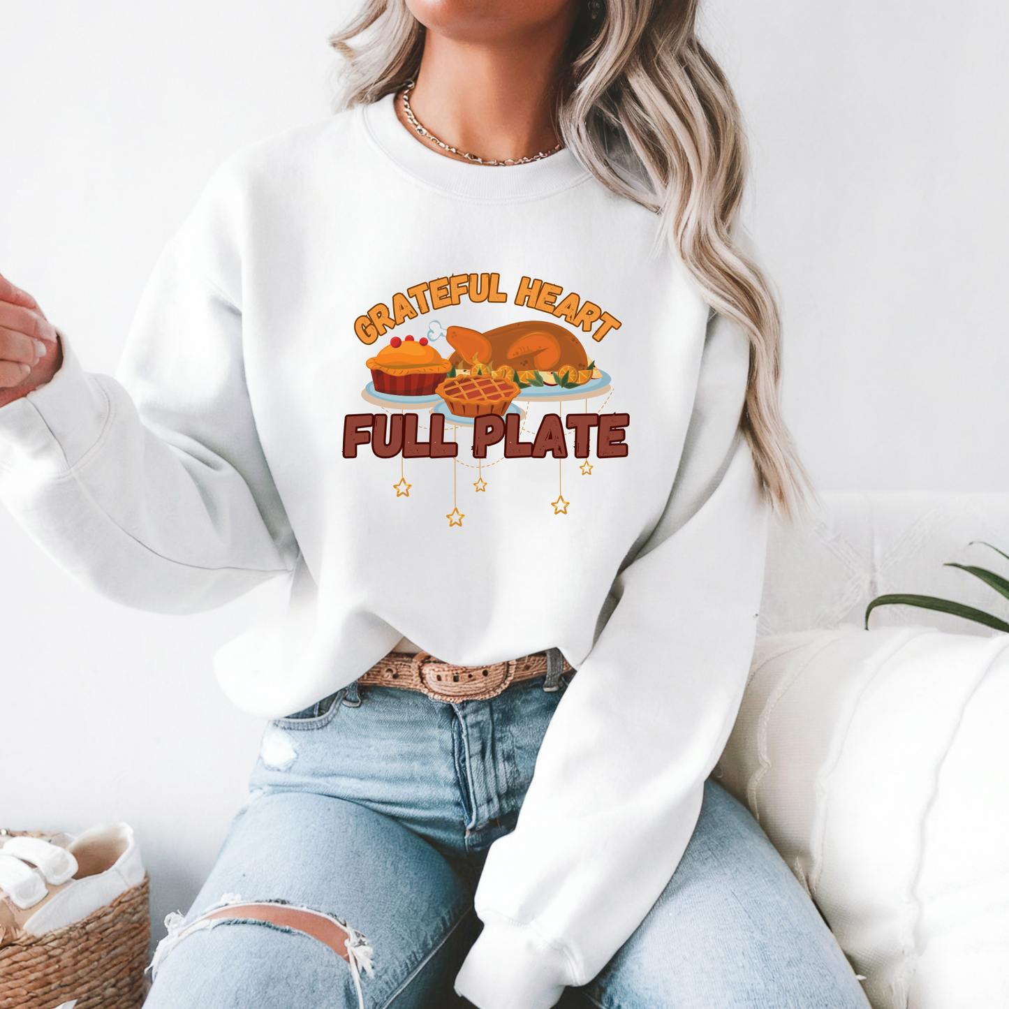 Grateful Heart, Full Plate Crewneck Sweatshirt