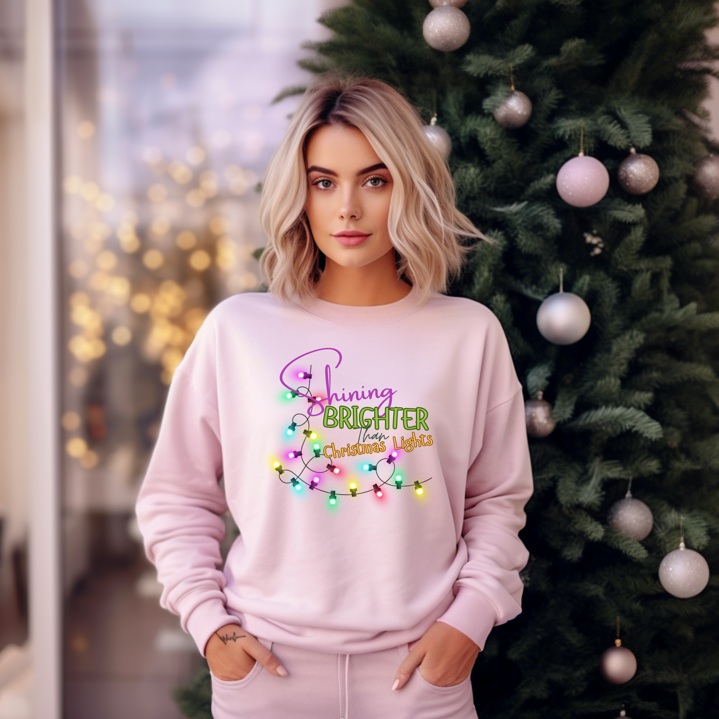 Shining Brighter Than Christmas Lights Crewneck Sweatshirt