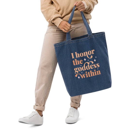 Honor the Goddess Within Denim Tote bag